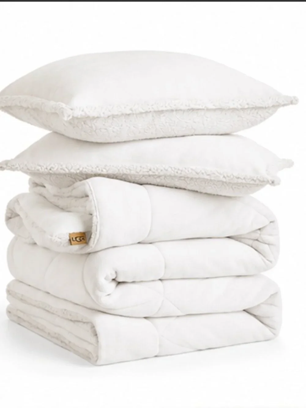 UGG KING Avery Plush Reversible 3-Piece Comforter Set in Snow